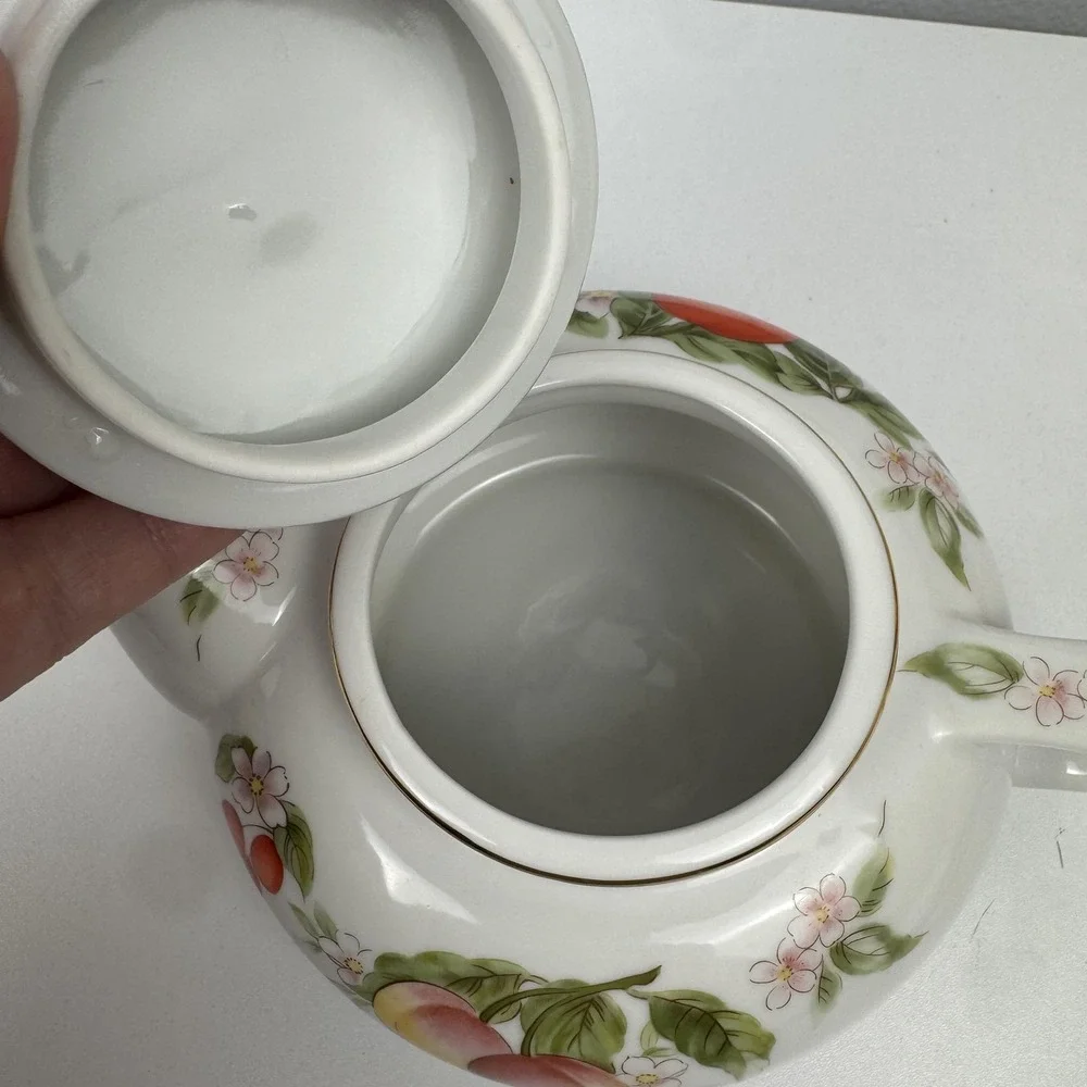 Vtg Andrea by Sadek Japan Porcelain Teapot Fruit Floral Cottagecore Tea Pot‎